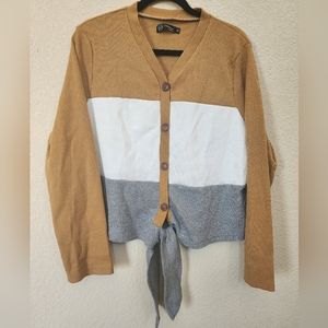 NIB Womens XL Waffle Knit Front Tie Top